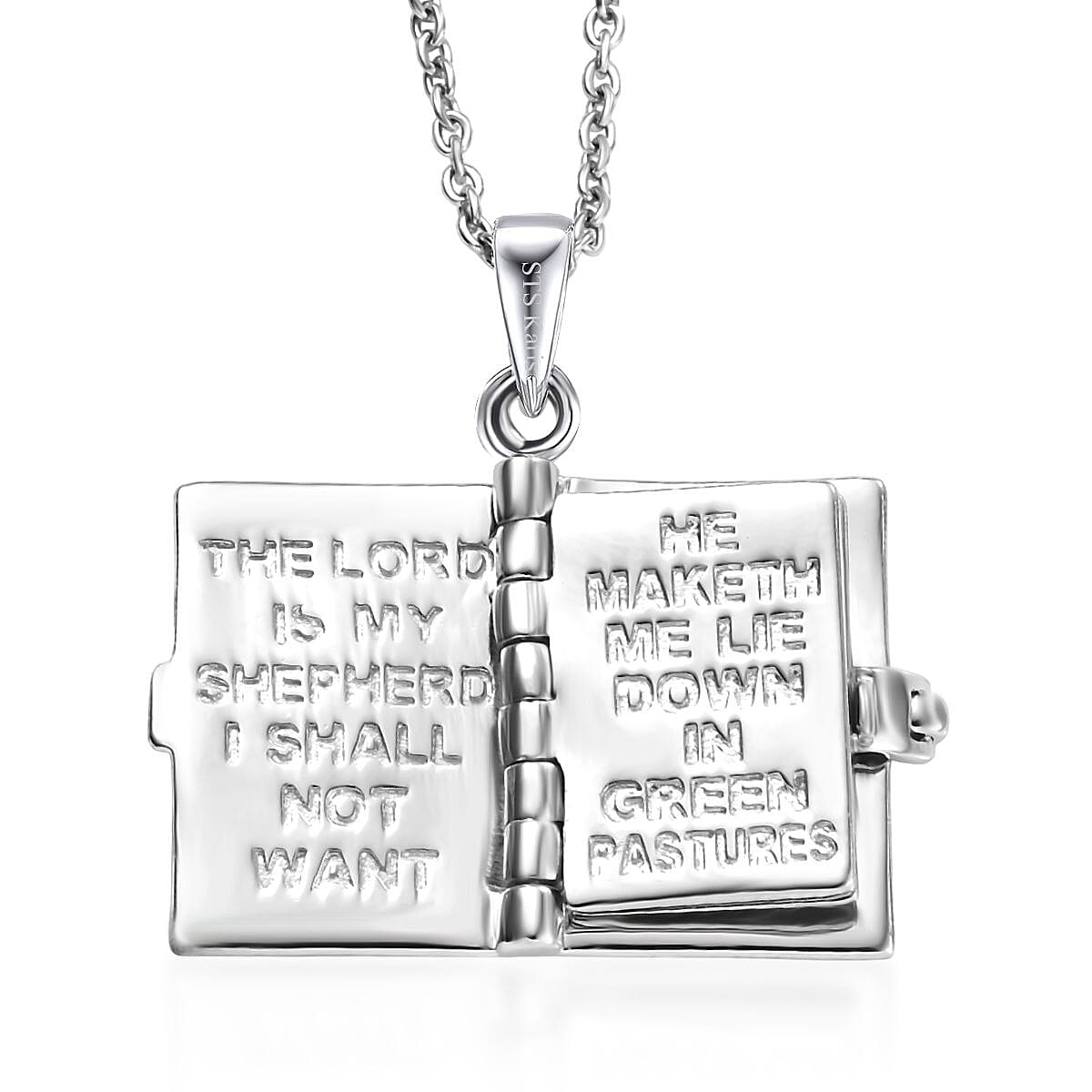 Karis Holy Bible Cross Openable Pendant in 18K YG Plated and Platinum Bond with Stainless Steel Necklace 24 Inches