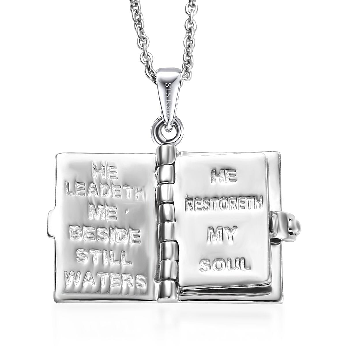 Karis Holy Bible Cross Openable Pendant in 18K YG Plated and Platinum Bond with Stainless Steel Necklace 24 Inches