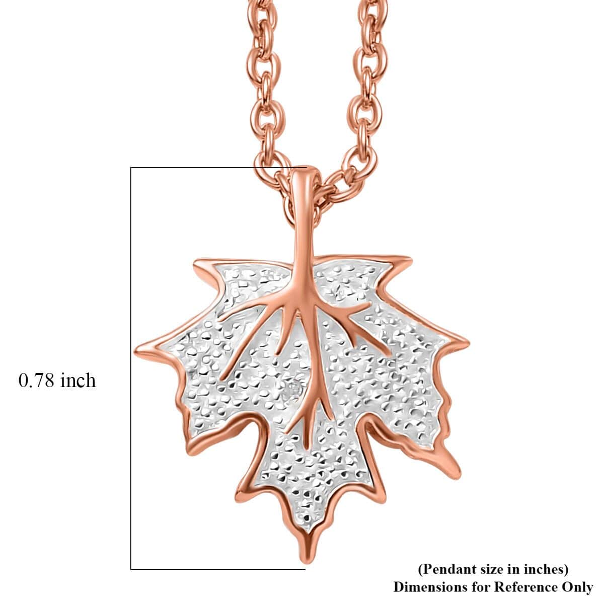 Karis White Diamond Accent Leaf Pendant in 18K RG Plated with ION Plated RG Stainless Steel Necklace 20 Inches image number 6