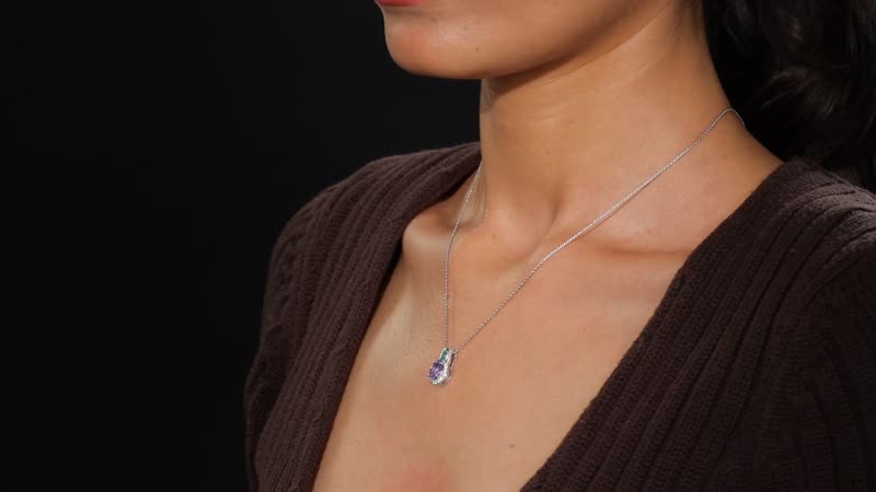 TLV Tanzanite, Multi Genstone Pendant Necklace (20 Inches) in Rhodium Over Sterling Silver 1.60 ctw