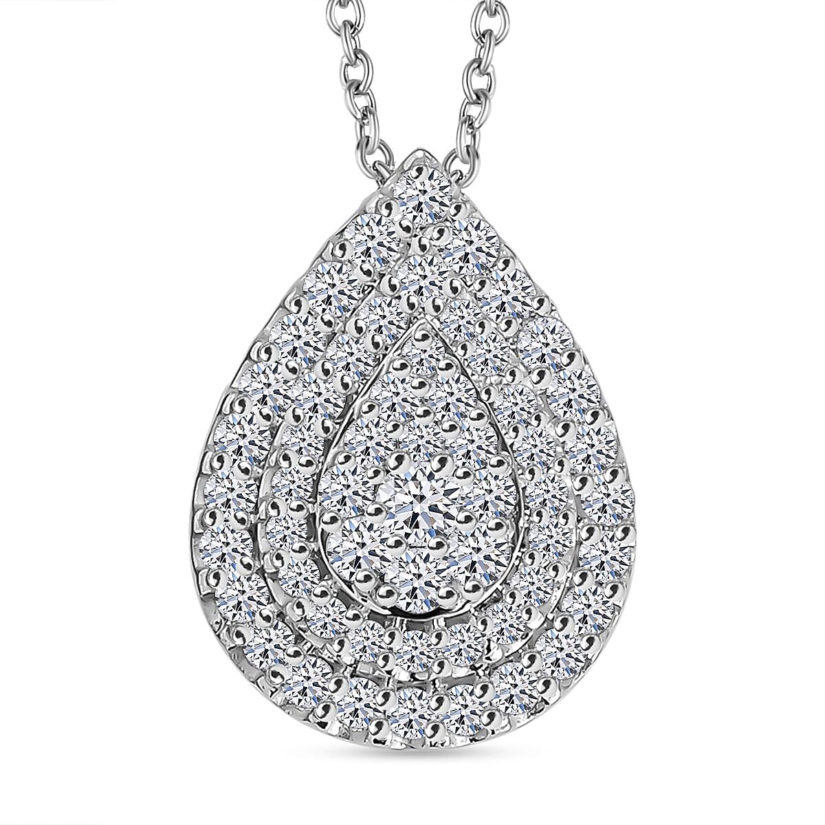 Luxuriant Lab Grown Diamond 1.02 ctw Pendant Necklace in Rhodium Over Sterling Silver 18 Inches