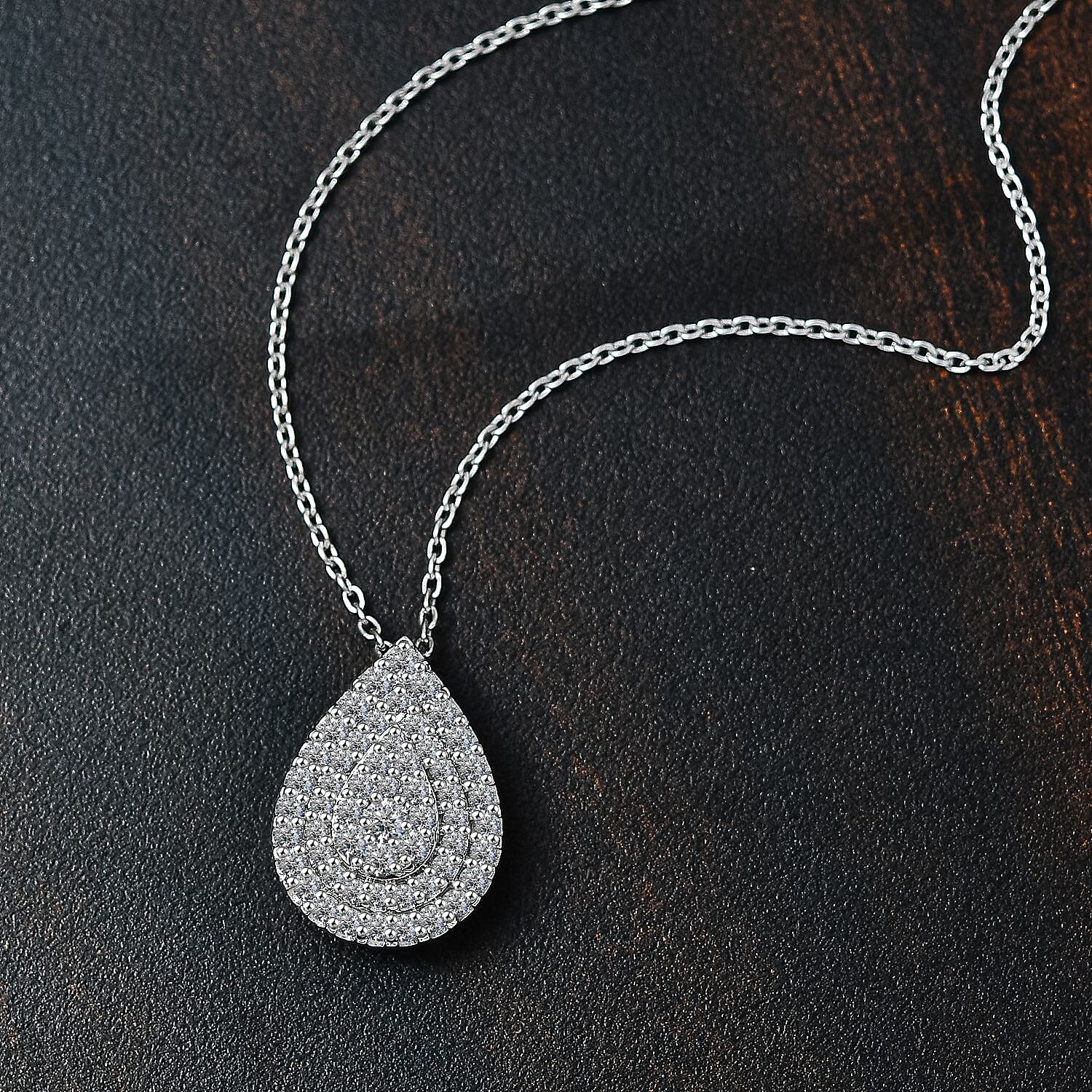 Luxuriant Lab Grown Diamond 1.02 ctw Pendant Necklace in Rhodium Over Sterling Silver 18 Inches