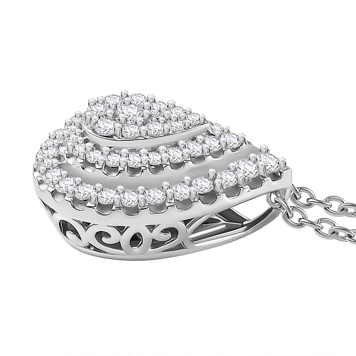 Luxuriant Lab Grown Diamond 1.02 ctw Pendant Necklace in Rhodium Over Sterling Silver 18 Inches