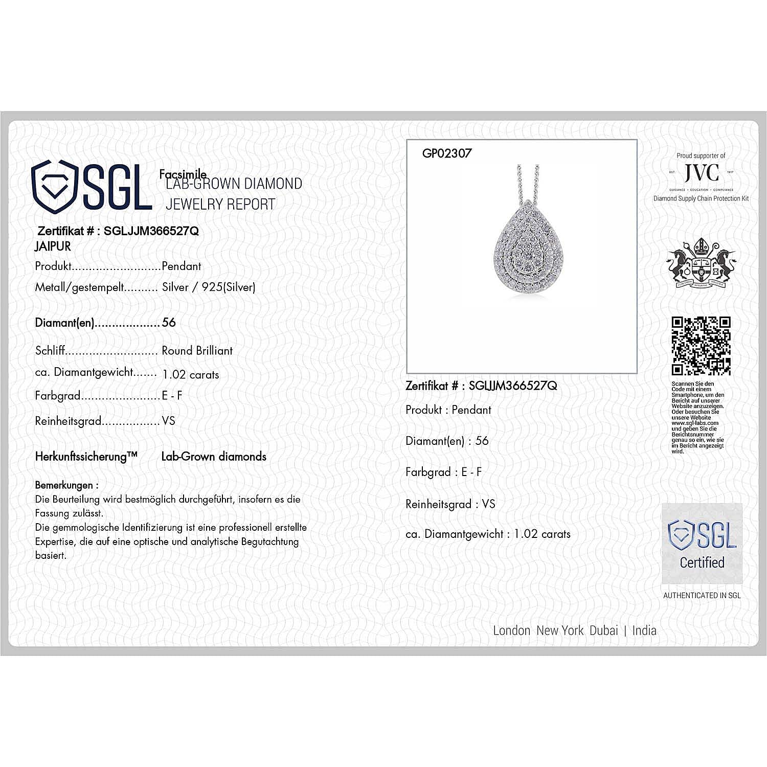 Luxuriant Lab Grown Diamond 1.02 ctw Pendant Necklace in Rhodium Over Sterling Silver 18 Inches