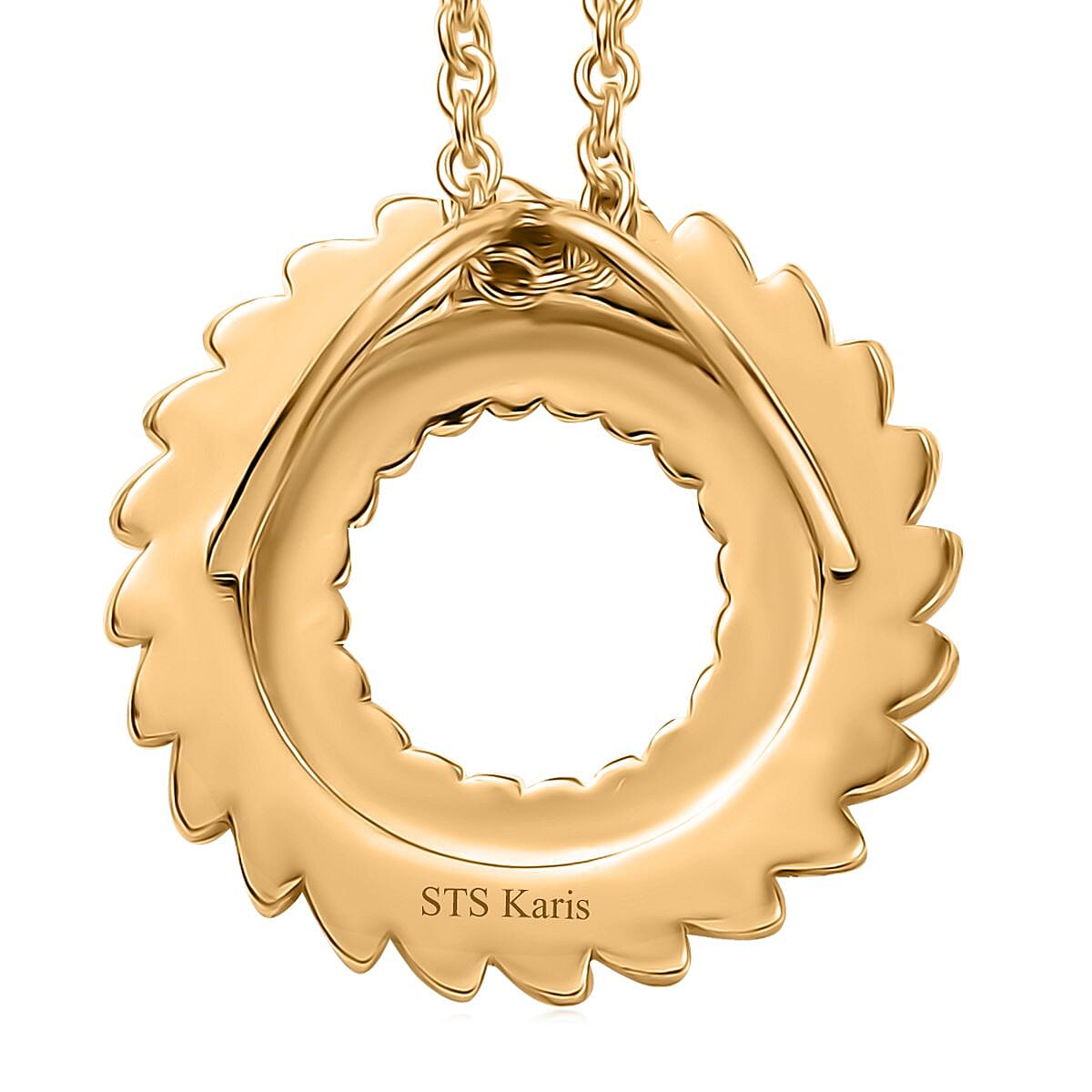 Karis White Diamond Accent Pendant in 18K YG Plated with Stainless Steel Necklace 20 Inches