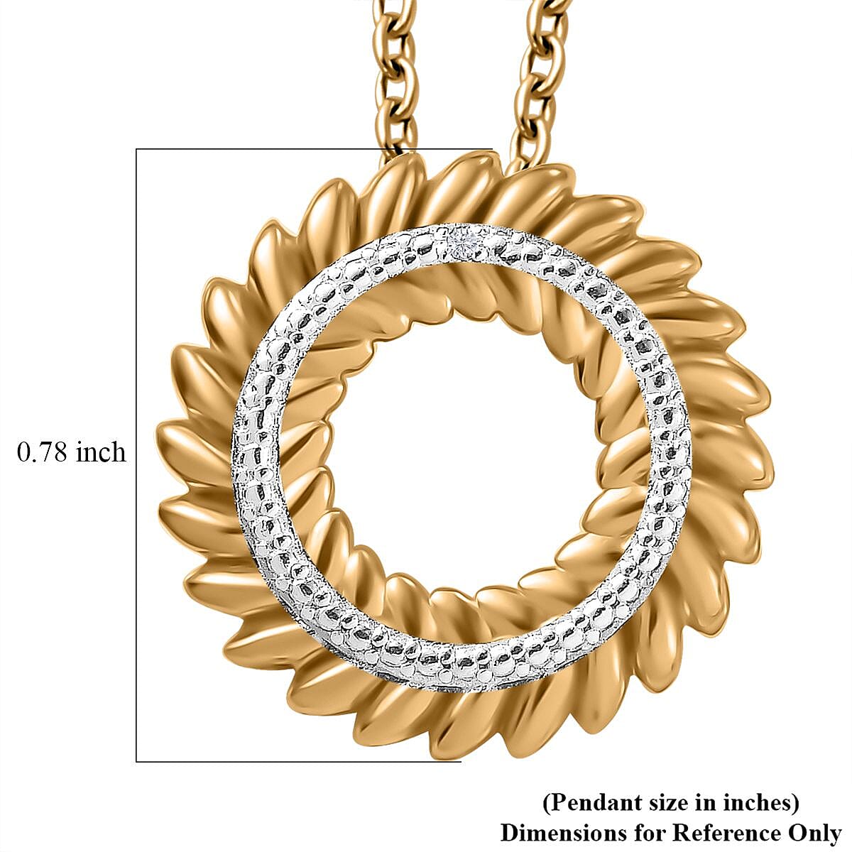 Karis White Diamond Accent Pendant in 18K YG Plated with Stainless Steel Necklace 20 Inches
