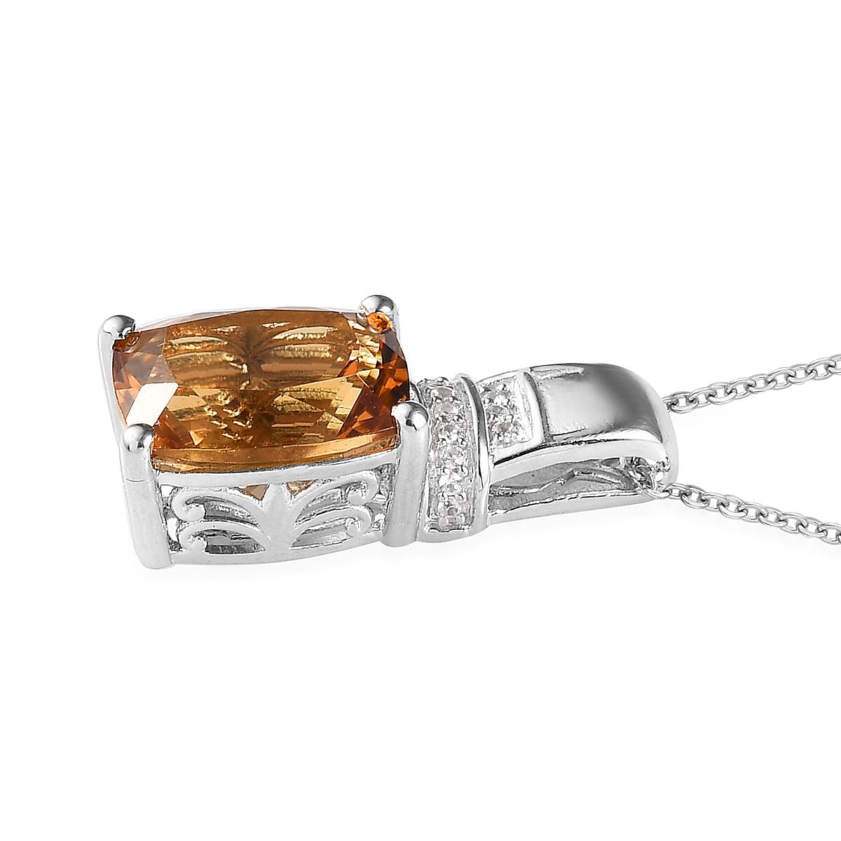 Golden Scapolite Pendant Necklace 20 Inches in Platinum Over Sterling Silver 3.70 ctw image number 2