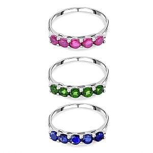 Ruby Chrome Diopside Masoala Sapphire 3.75 ctw Ring in Platinum Over Sterling Silver (Size 8)