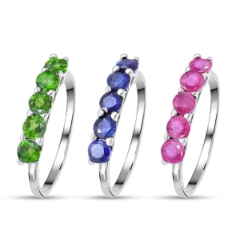 Ruby Chrome Diopside Masoala Sapphire 3.75 ctw Ring in Platinum Over Sterling Silver (Size 8)