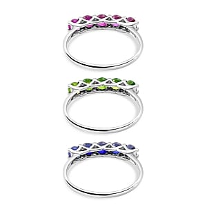 Ruby Chrome Diopside Masoala Sapphire 3.75 ctw Ring in Platinum Over Sterling Silver (Size 8)