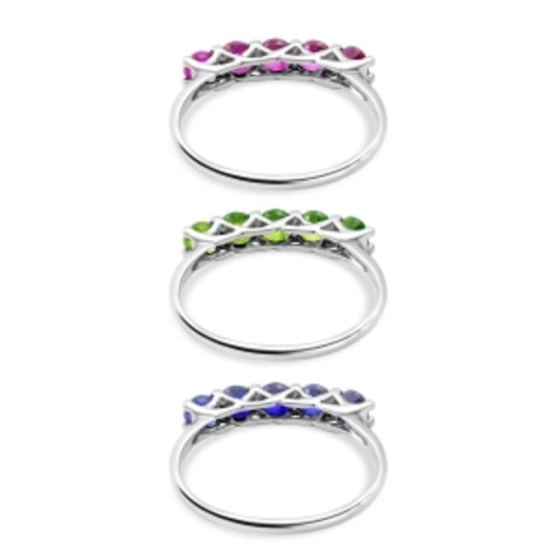 Ruby Chrome Diopside Masoala Sapphire 3.75 ctw Ring in Platinum Over Sterling Silver (Size 8)