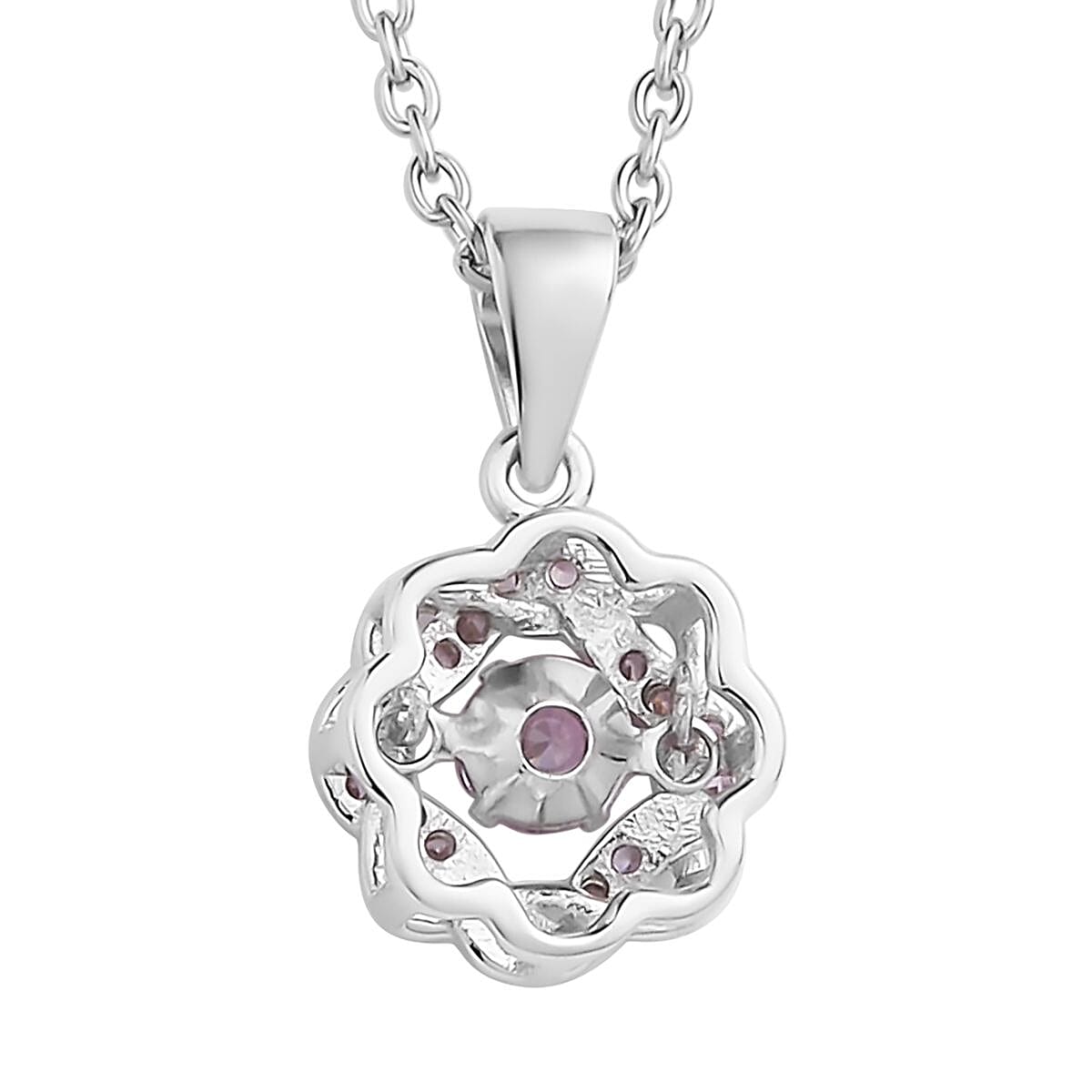 Sparkling Dancing Simulated Diamond Pendant Necklace 20 Inches in Rhodium Over Sterling Silver 0.65 ctw