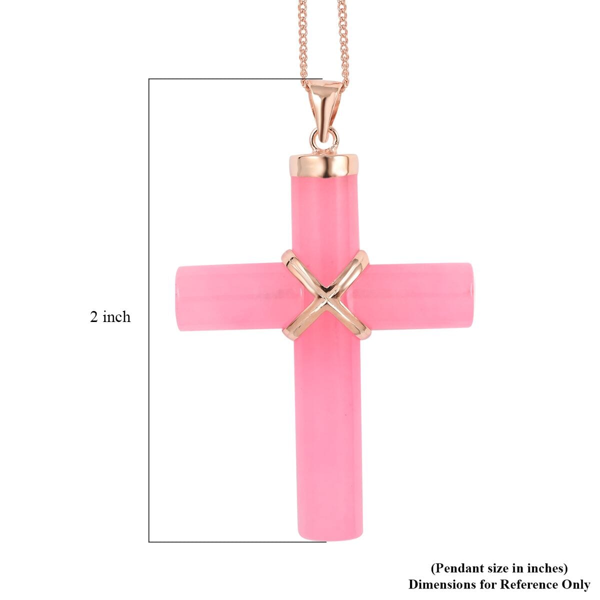 Pink Jade (D) 38.00 ctw Cross Pendant Necklace, Jade Pendant Necklace, 14K Rose Gold Over Sterling Silver Pendant Necklace, 18 Inch Pendant Necklace image number 5