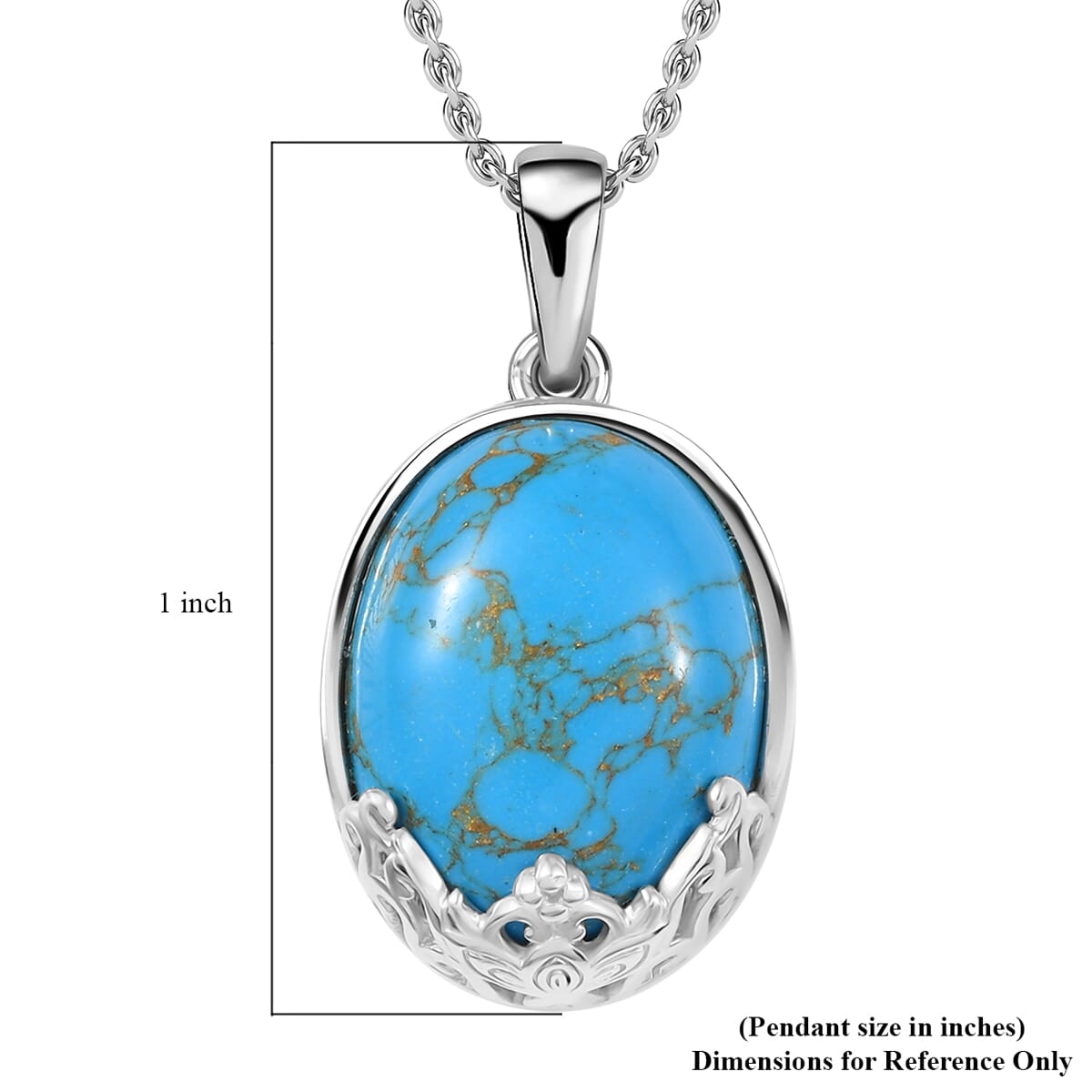 Karis Mojave Blue Turquoise 13.65 ctw Pendant in 18K YG Plated and Platinum Bond with Stainless Steel Necklace 20 Inches image number 6
