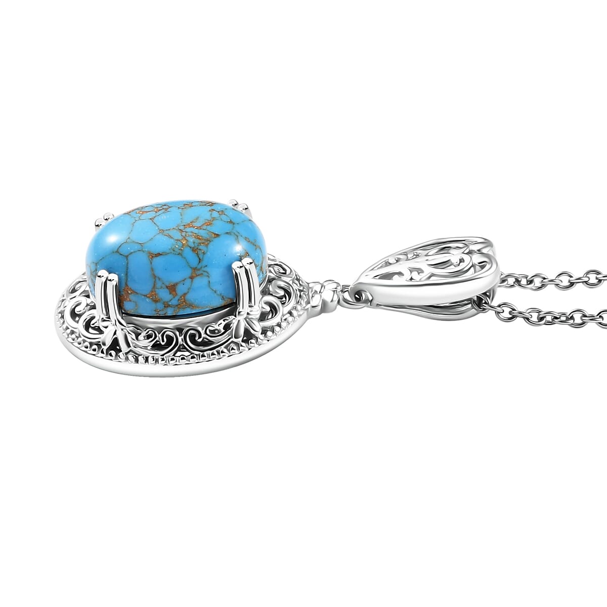 Karis Mojave Blue Turquoise 6.15 ctw Pendant in 18K YG Plated and Platinum Bond with Stainless Steel Necklace 20 Inches image number 3