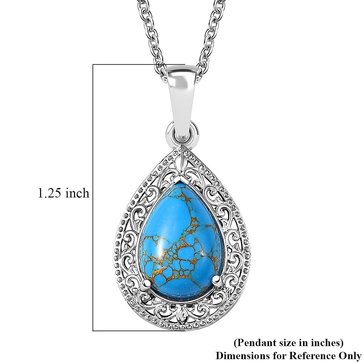 Karis Mojave Blue Turquoise 5.10 ctw Pendant in 18K YG Plated and Platinum Bond with Stainless Steel Necklace 20 Inches