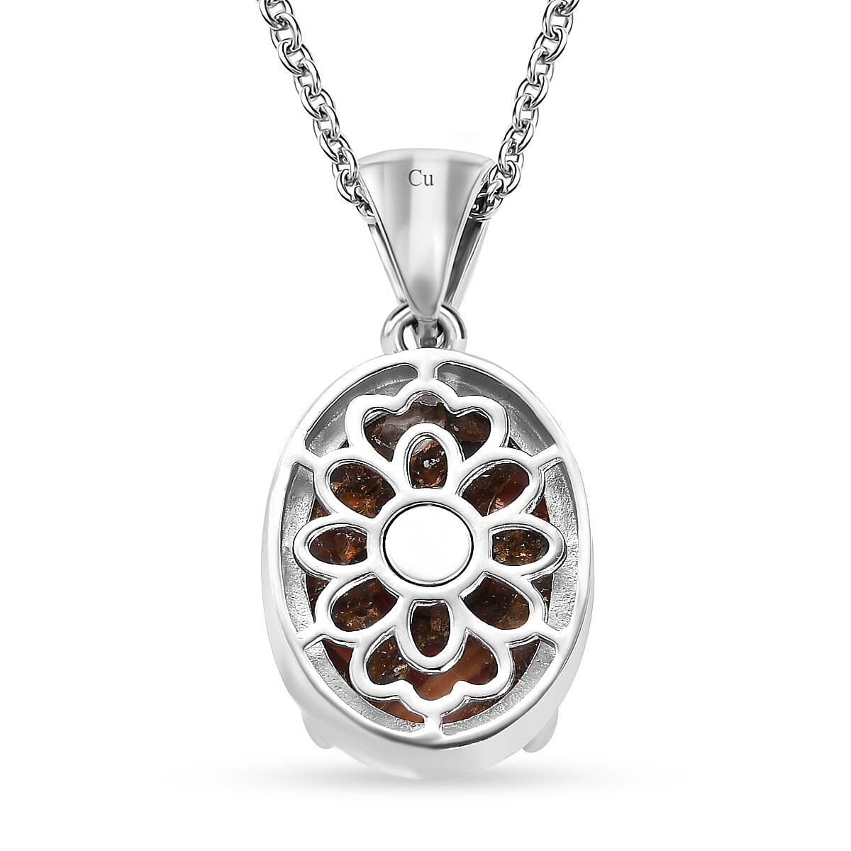 Fire Opal Matrix 9.80 ctw Pendant in 14K YG and Platinum Over Copper with Magnet and Stainless Steel Necklace 20 Inches image number 4