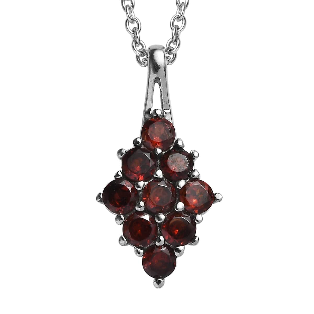 Mozambique Garnet 1.35 ctw Pendant Necklace 20 Inches in Stainless Steel image number 0