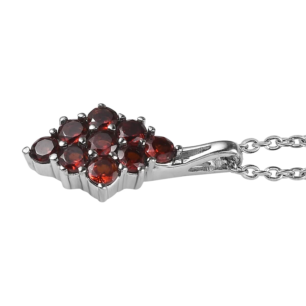 Mozambique Garnet 1.35 ctw Pendant Necklace 20 Inches in Stainless Steel image number 3