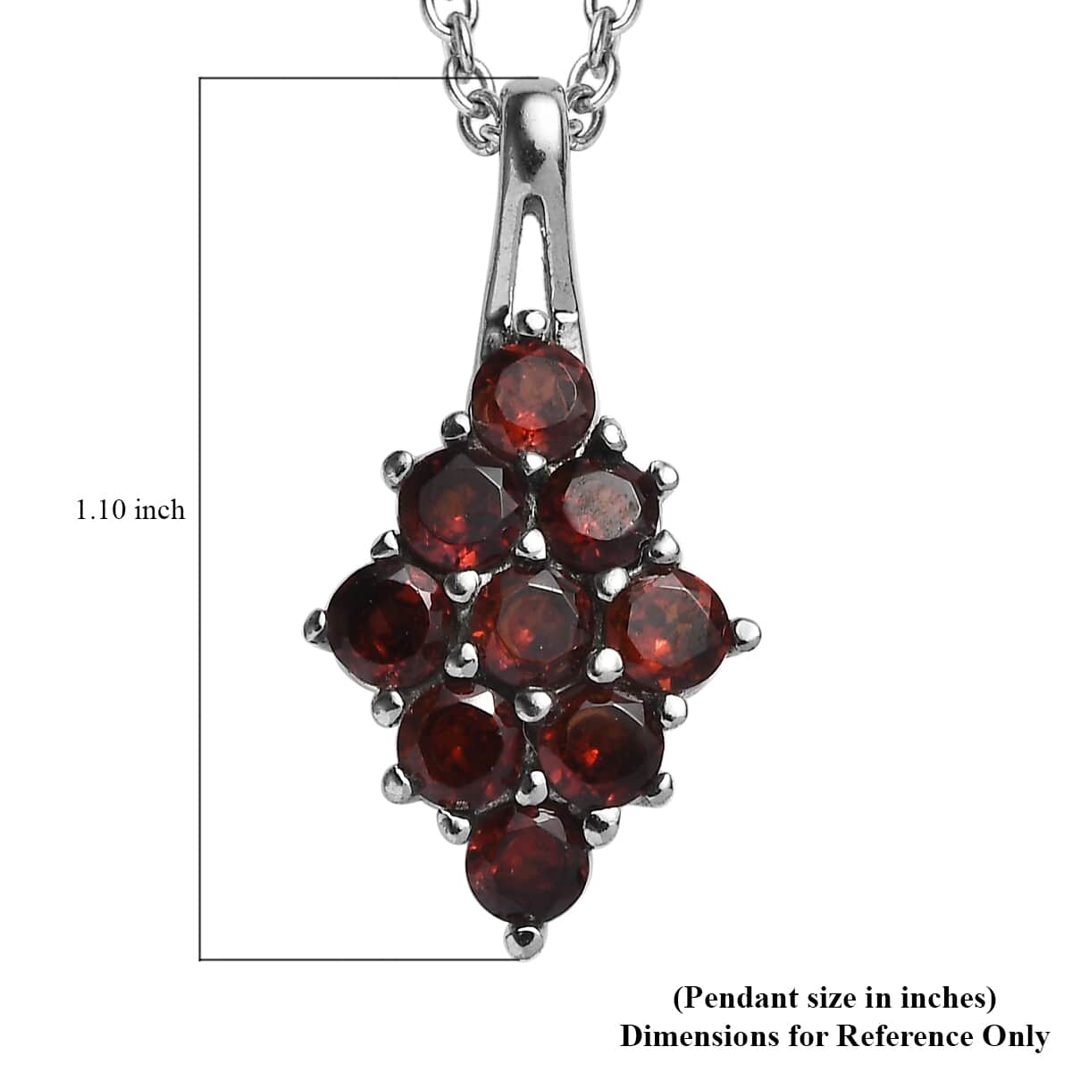 Mozambique Garnet 1.35 ctw Pendant Necklace 20 Inches in Stainless Steel image number 5