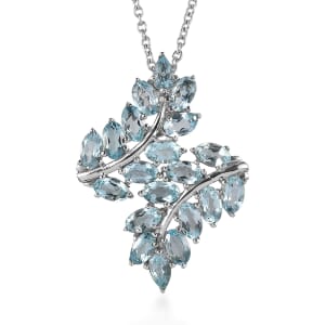 EverTrue Sky Blue Topaz 6.35 ctw Pendant Necklace 20 Inches in Stainless Steel