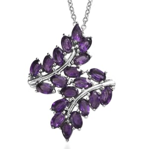 EverTrue African Amethyst 4.25 ctw Pendant Necklace 20 Inches in Stainless Steel