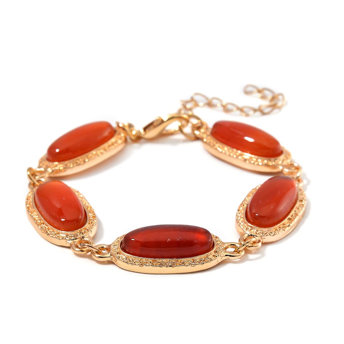 Red Agate 100.00 ctw Set of Bracelet (6.5-8.5In) and Earrings in Rosetone image number 2