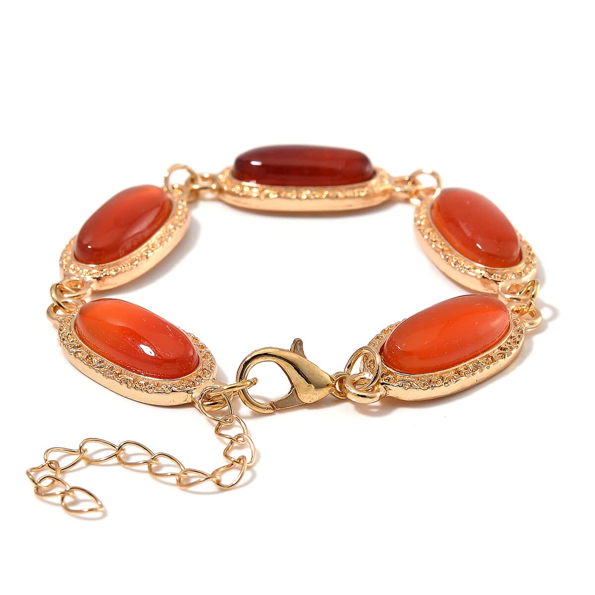 Red Agate 100.00 ctw Set of Bracelet (6.5-8.5In) and Earrings in Rosetone image number 3