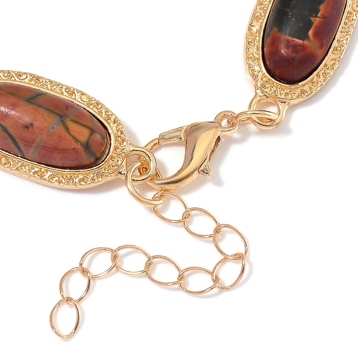 Picasso Jasper 100.00 ctw Set of Bracelet (6.5-8.5In) and Earrings in Rosetone image number 4