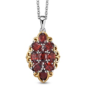 EverTrue Mozambique Garnet 4.75 ctw Pendant in Platinum Bond with Stainless Steel Chain 20 Inches