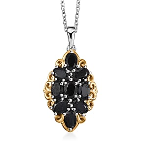 EverTrue Thai Black Spinel 5.60 ctw Pendant in Platinum Bond with Stainless Steel Chain 20 Inches