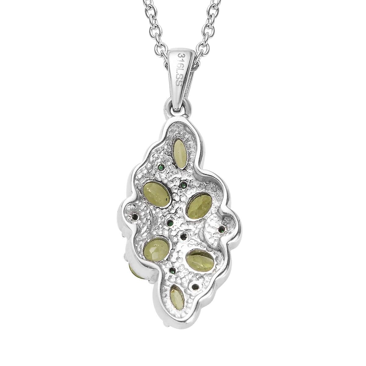 Peridot and Simulated Green Diamond 2.35 ctw Pendant Necklace in Stainless Steel 20 Inches image number 4