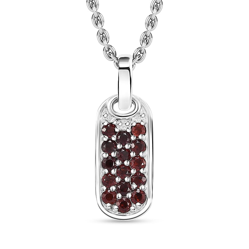 Karis Mozambique Garnet 0.75 ctw Pendant in Platinum Bond with Stainless Steel Necklace 24 Inches