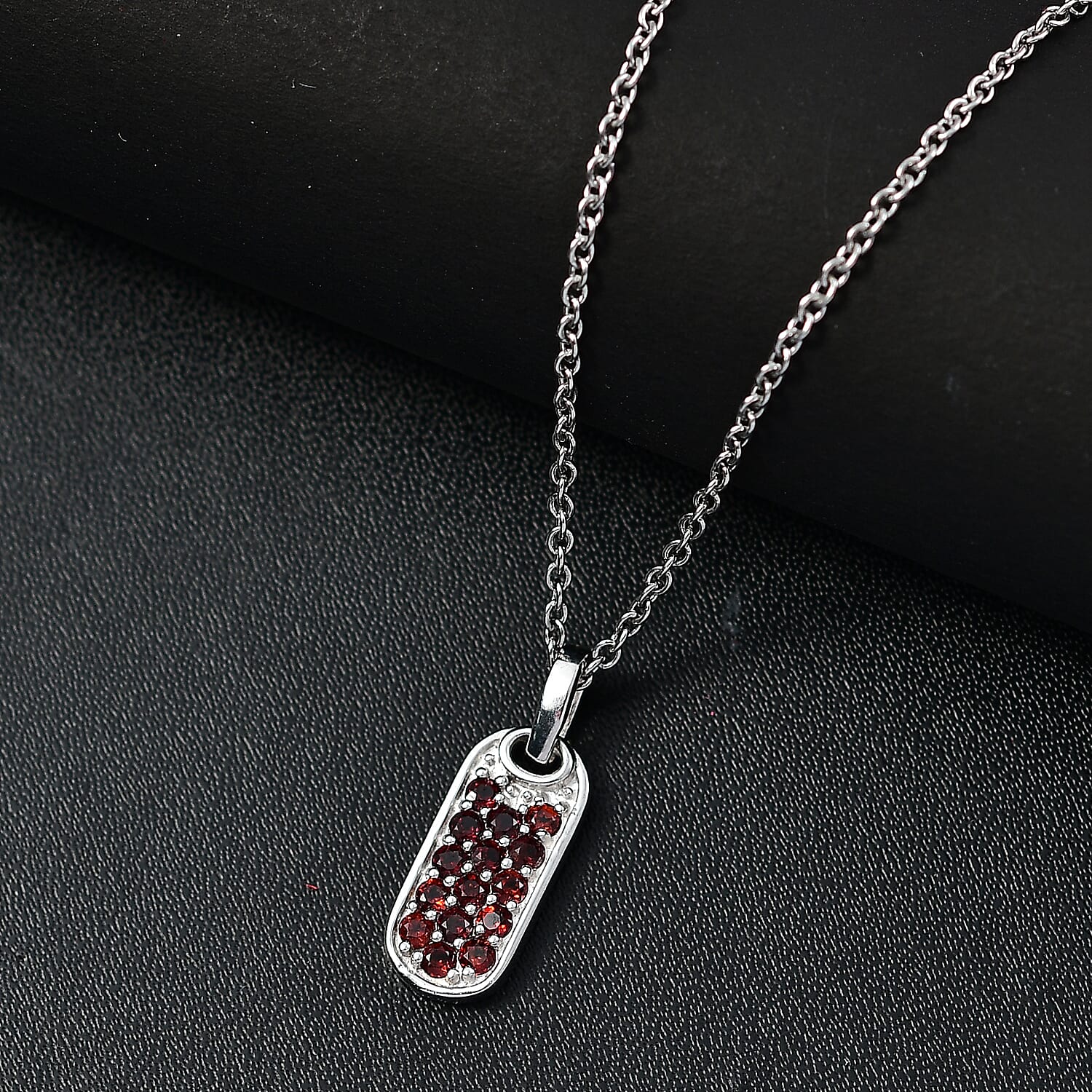 Karis Mozambique Garnet 0.75 ctw Pendant in Platinum Bond with Stainless Steel Necklace 24 Inches