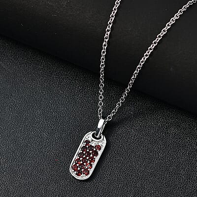 Karis Mozambique Garnet 0.75 ctw Pendant in Platinum Bond with Stainless Steel Necklace 24 Inches
