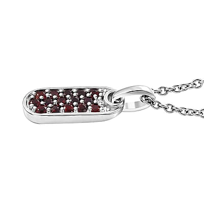 Karis Mozambique Garnet 0.75 ctw Pendant in Platinum Bond with Stainless Steel Necklace 24 Inches