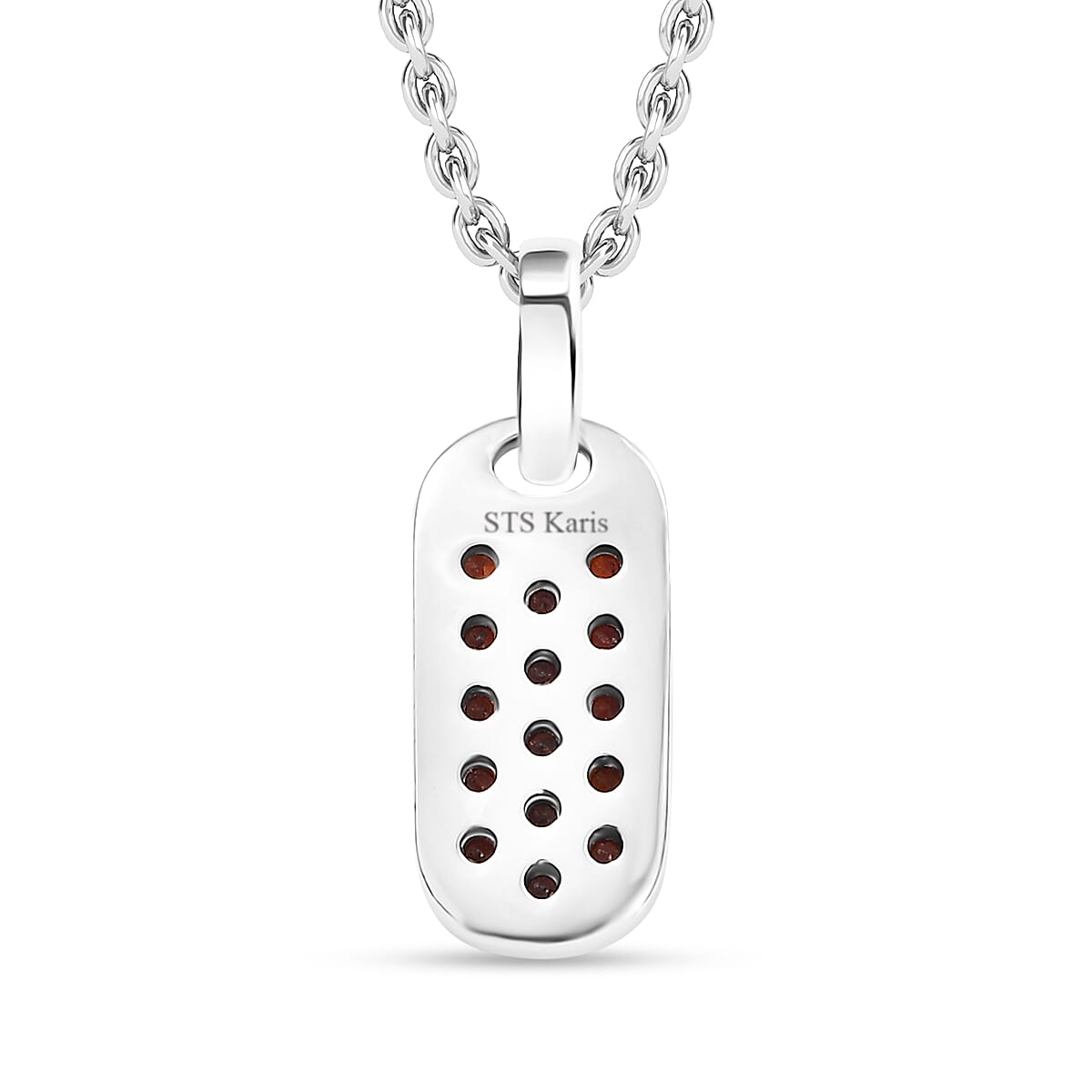 Karis Mozambique Garnet 0.75 ctw Pendant in Platinum Bond with Stainless Steel Necklace 24 Inches