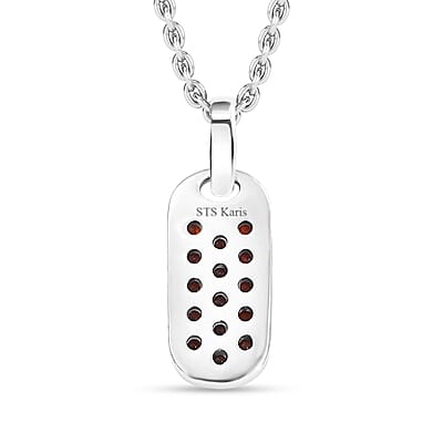 Karis Mozambique Garnet 0.75 ctw Pendant in Platinum Bond with Stainless Steel Necklace 24 Inches