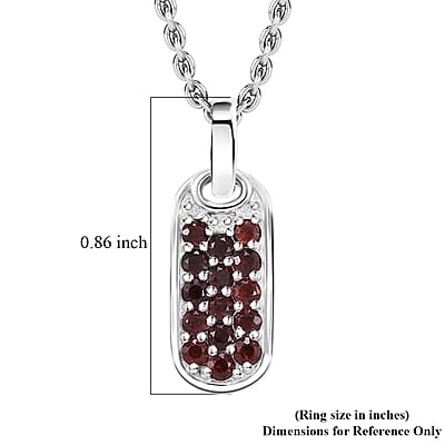 Karis Mozambique Garnet 0.75 ctw Pendant in Platinum Bond with Stainless Steel Necklace 24 Inches