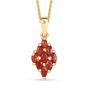 Premium Red Sapphire 1.00 ctw Scarlet Flame Pendant Necklace in 18K Vermeil Yellow Gold Over Sterling Silver 20 Inches