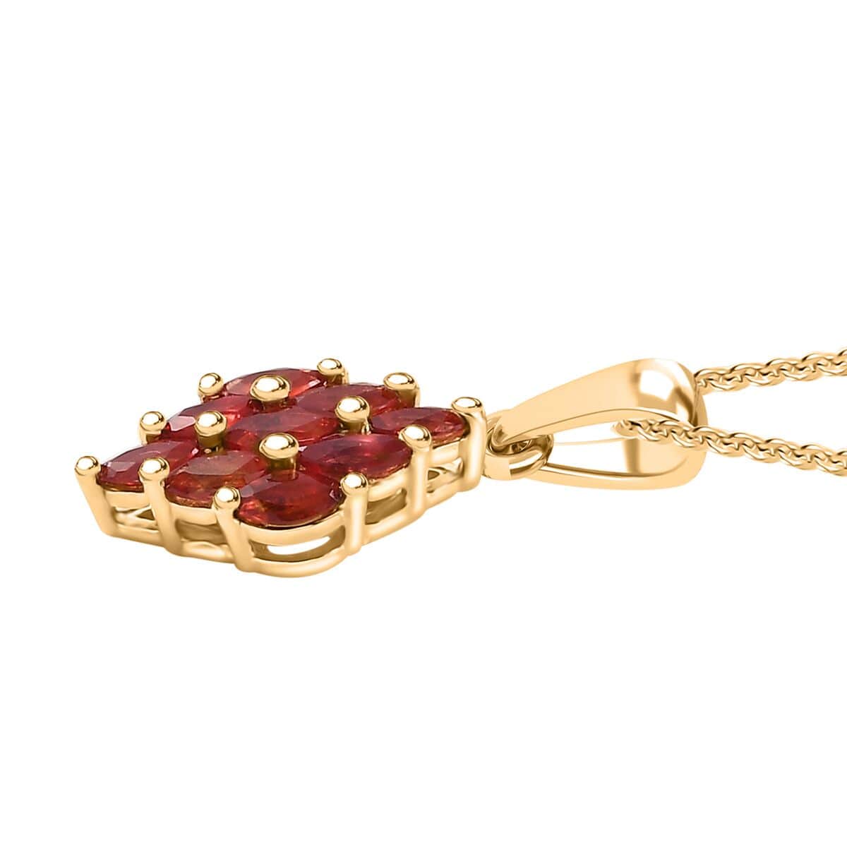 Premium Red Sapphire 1.00 ctw Scarlet Flame Pendant Necklace in 18K Vermeil Yellow Gold Over Sterling Silver 20 Inches image number 3