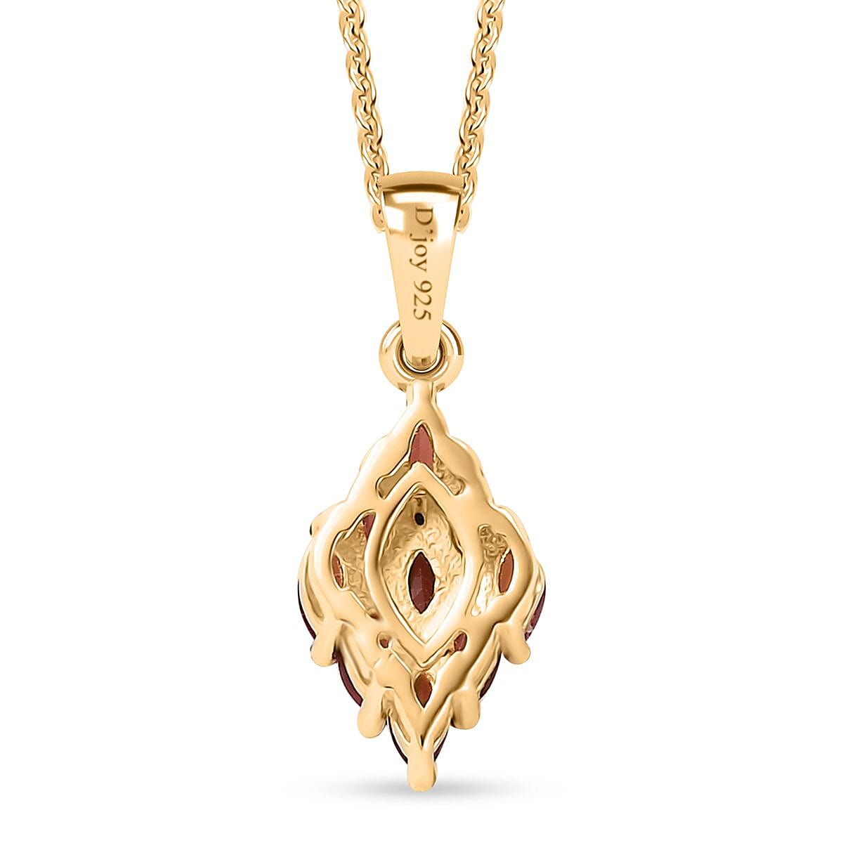 Premium Red Sapphire 1.00 ctw Scarlet Flame Pendant Necklace in 18K Vermeil Yellow Gold Over Sterling Silver 20 Inches