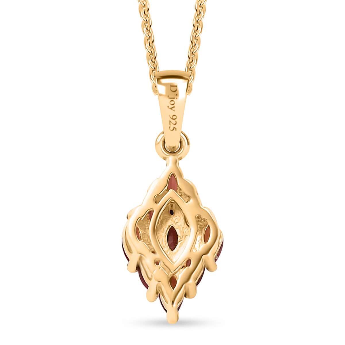 Premium Red Sapphire 1.00 ctw Scarlet Flame Pendant Necklace in 18K Vermeil Yellow Gold Over Sterling Silver 20 Inches image number 4