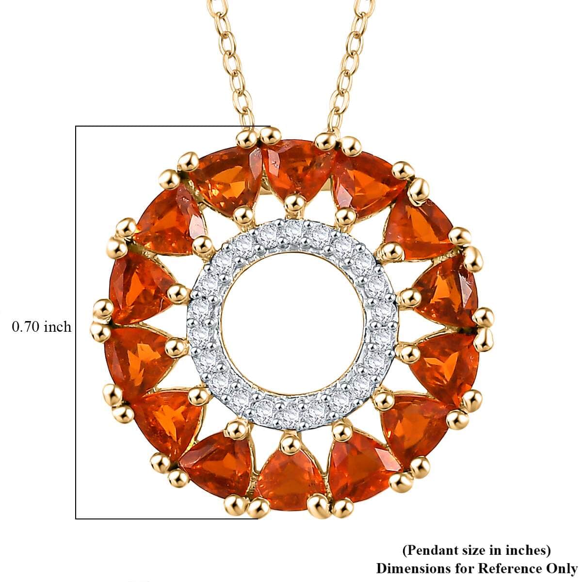 AAA Buriti Fire Opal and Moissanite 1.50 ctw Fiery Halo Pendant Necklace in 18K Vermeil Yellow Gold Over Sterling Silver 20 Inches image number 6