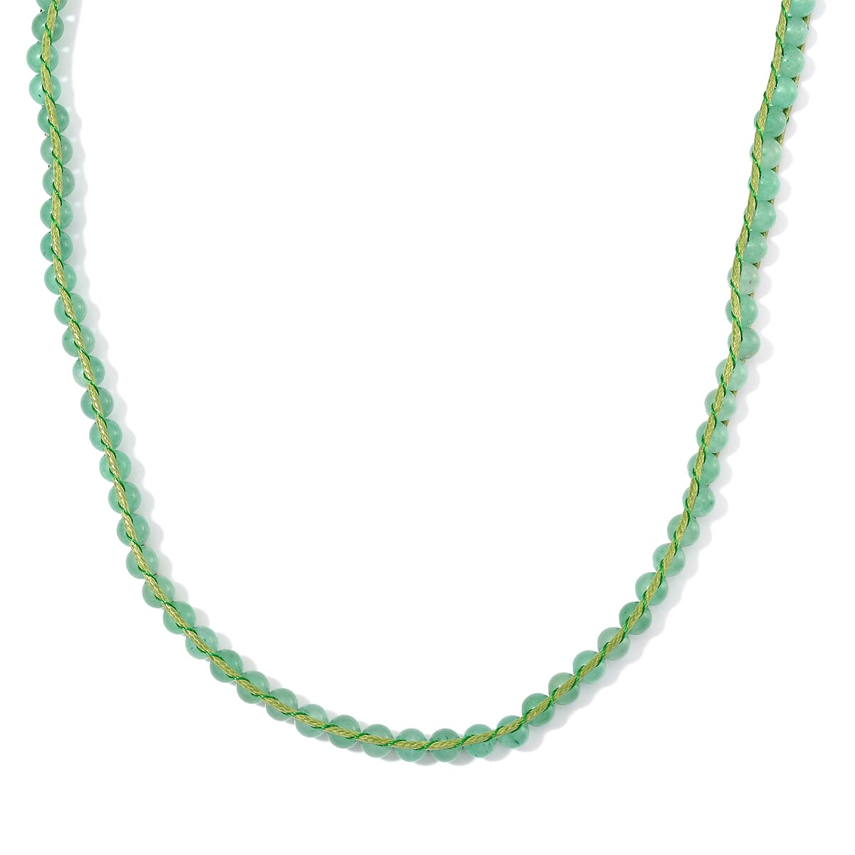 Green Aventurine 220.00 ctw Choker Necklace 16.5-20.5Inches and Stretch Bracelet in Rope Cord and Silvertone image number 2