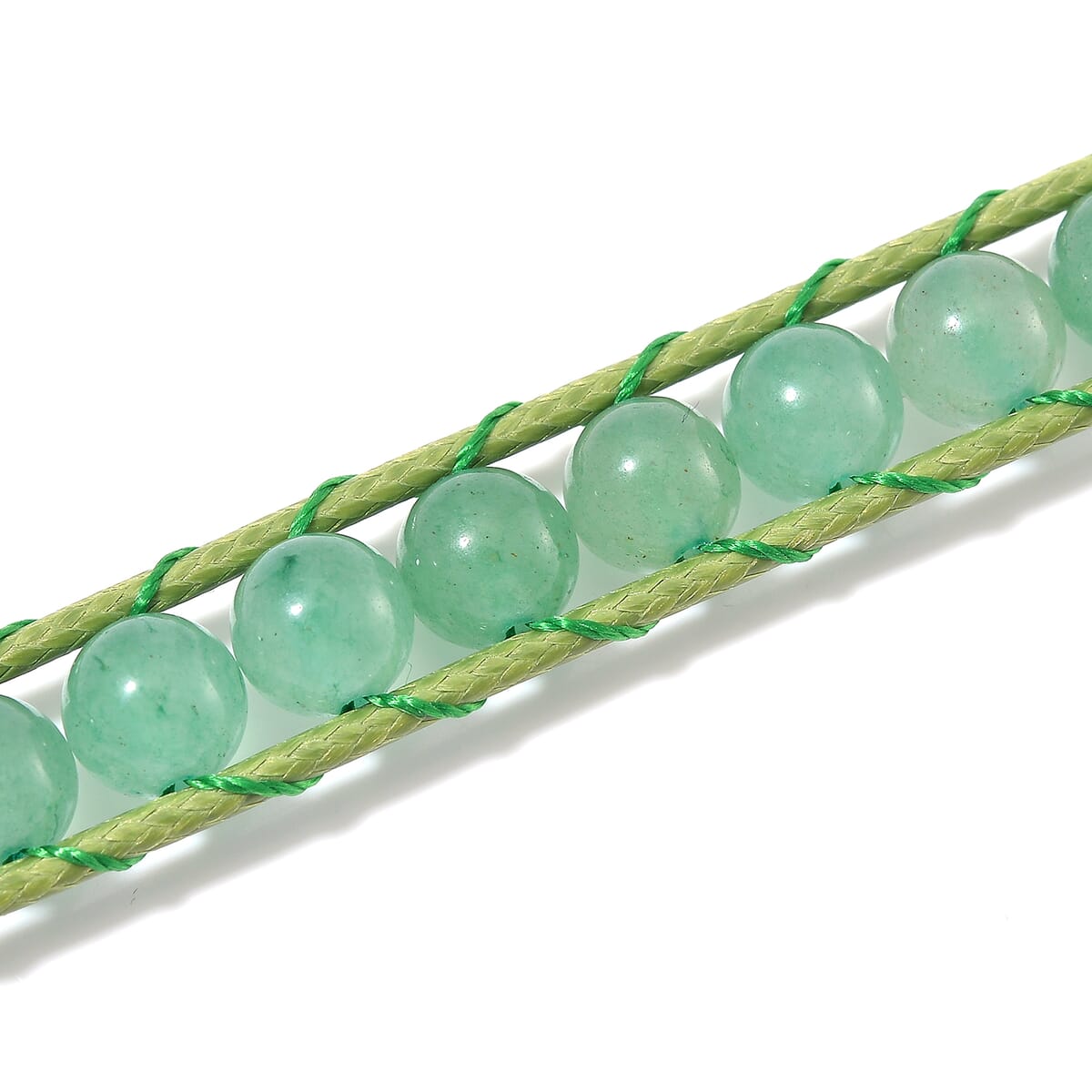 Green Aventurine 220.00 ctw Choker Necklace 16.5-20.5Inches and Stretch Bracelet in Rope Cord and Silvertone image number 3