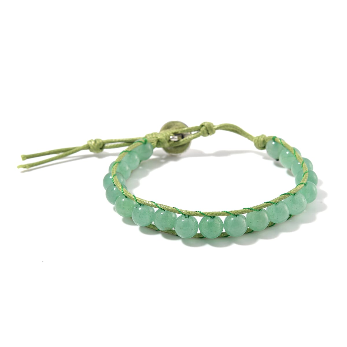 Green Aventurine 220.00 ctw Choker Necklace 16.5-20.5Inches and Stretch Bracelet in Rope Cord and Silvertone image number 5