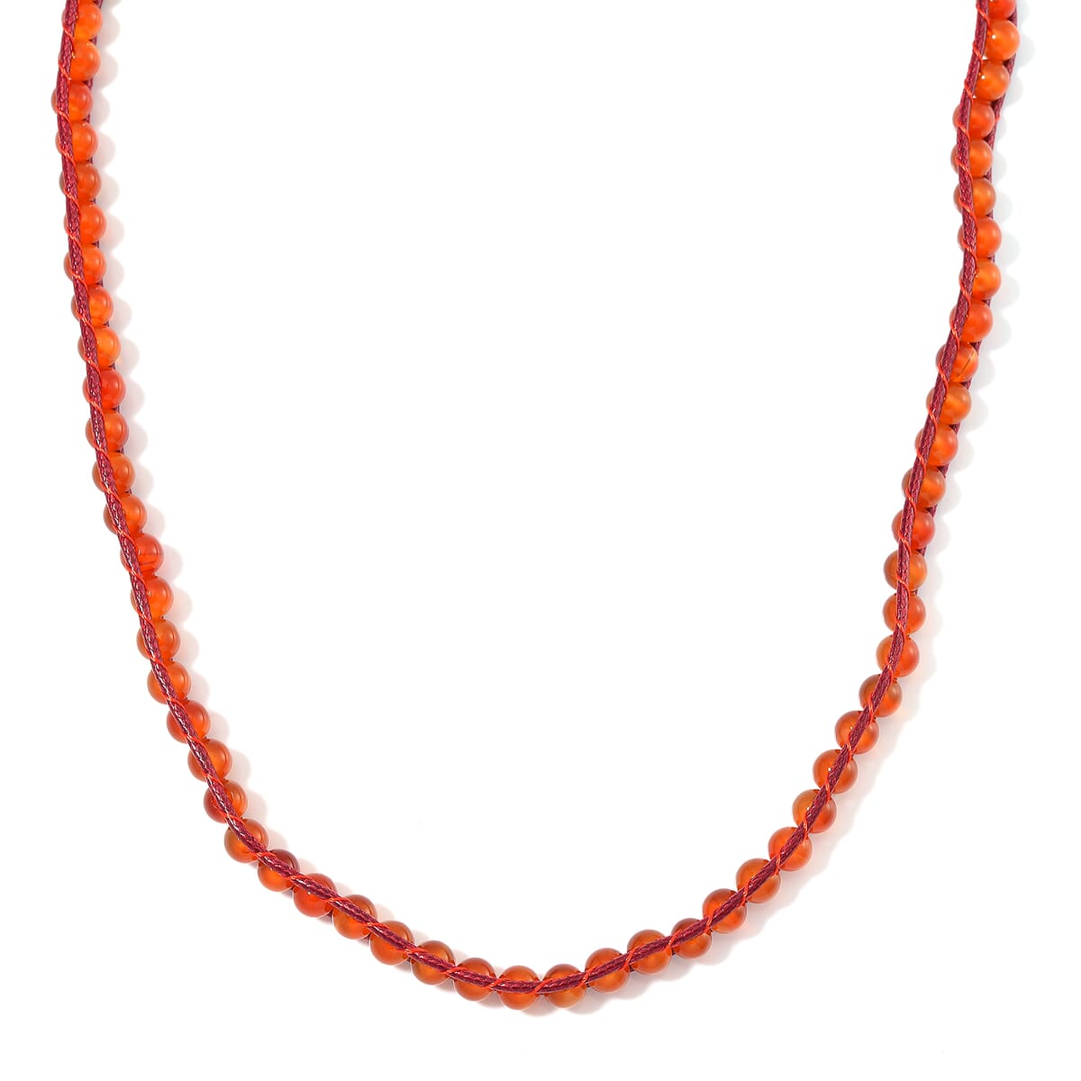 Red Agate 220.00 ctw Choker Necklace 16.5-20.5Inches and Stretch Bracelet in Rope Cord and Silvertone image number 2