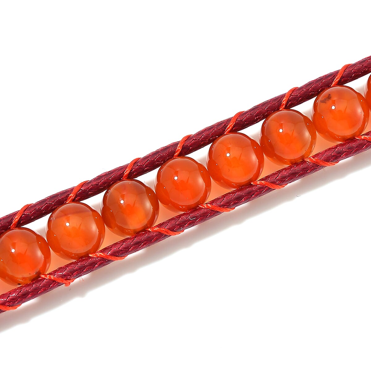 Red Agate 220.00 ctw Choker Necklace 16.5-20.5Inches and Stretch Bracelet in Rope Cord and Silvertone image number 3