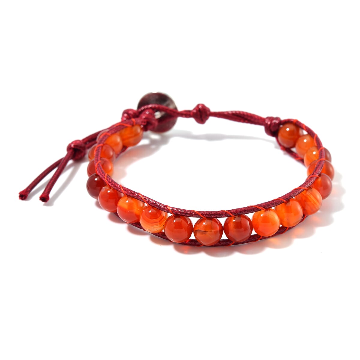 Red Agate 220.00 ctw Choker Necklace 16.5-20.5Inches and Stretch Bracelet in Rope Cord and Silvertone image number 5